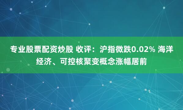 专业股票配资炒股 收评：沪指微跌0.02% 海洋经济、可控核聚变概念涨幅居前